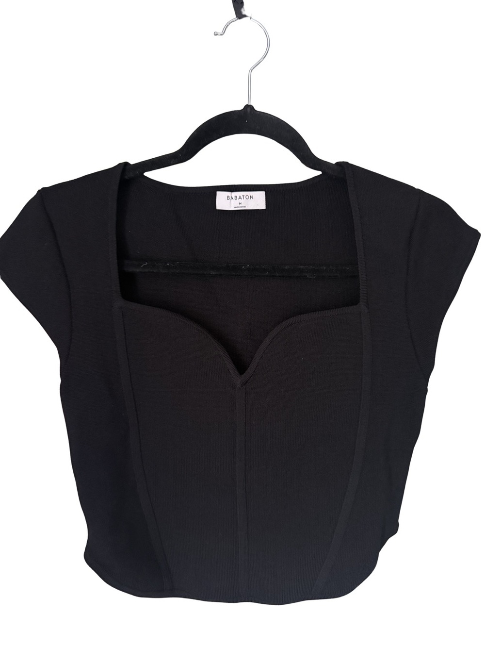 Aritzia Sculpt Knit Sweetheart Structured Crop Top - Black